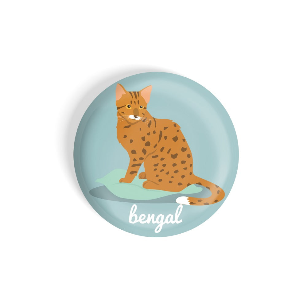 dhcrafts Round Fridge Magnet Blue Color Bengal Pet Cat Glossy Finish Design Pack of 1 (75 mm)